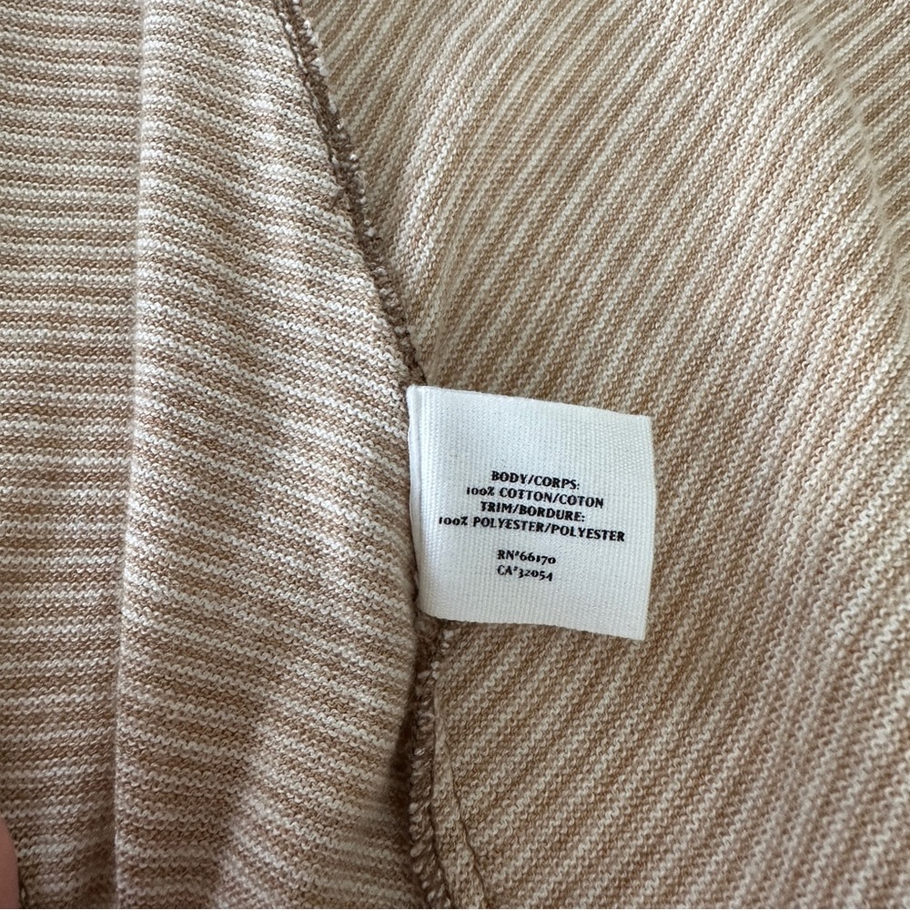 Anthropologie Guinevere Ruffle Trim Cardigan Sweater Women’s XL Beige Stripe - Picture 4 of 5